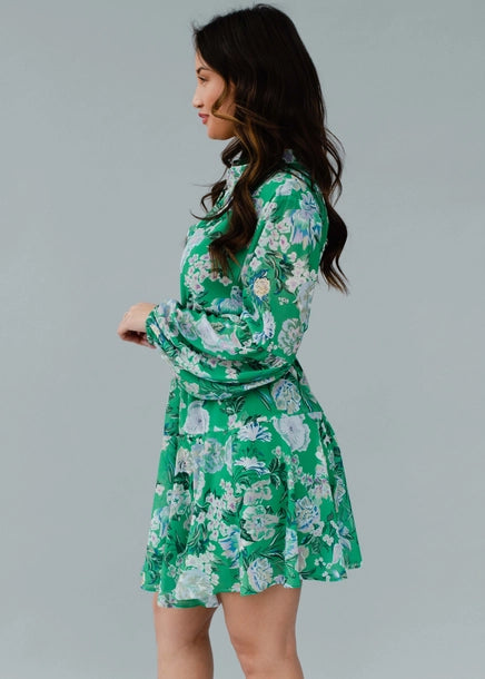 Green Floral Dressing Fall-Winter Panache Apparel Co.