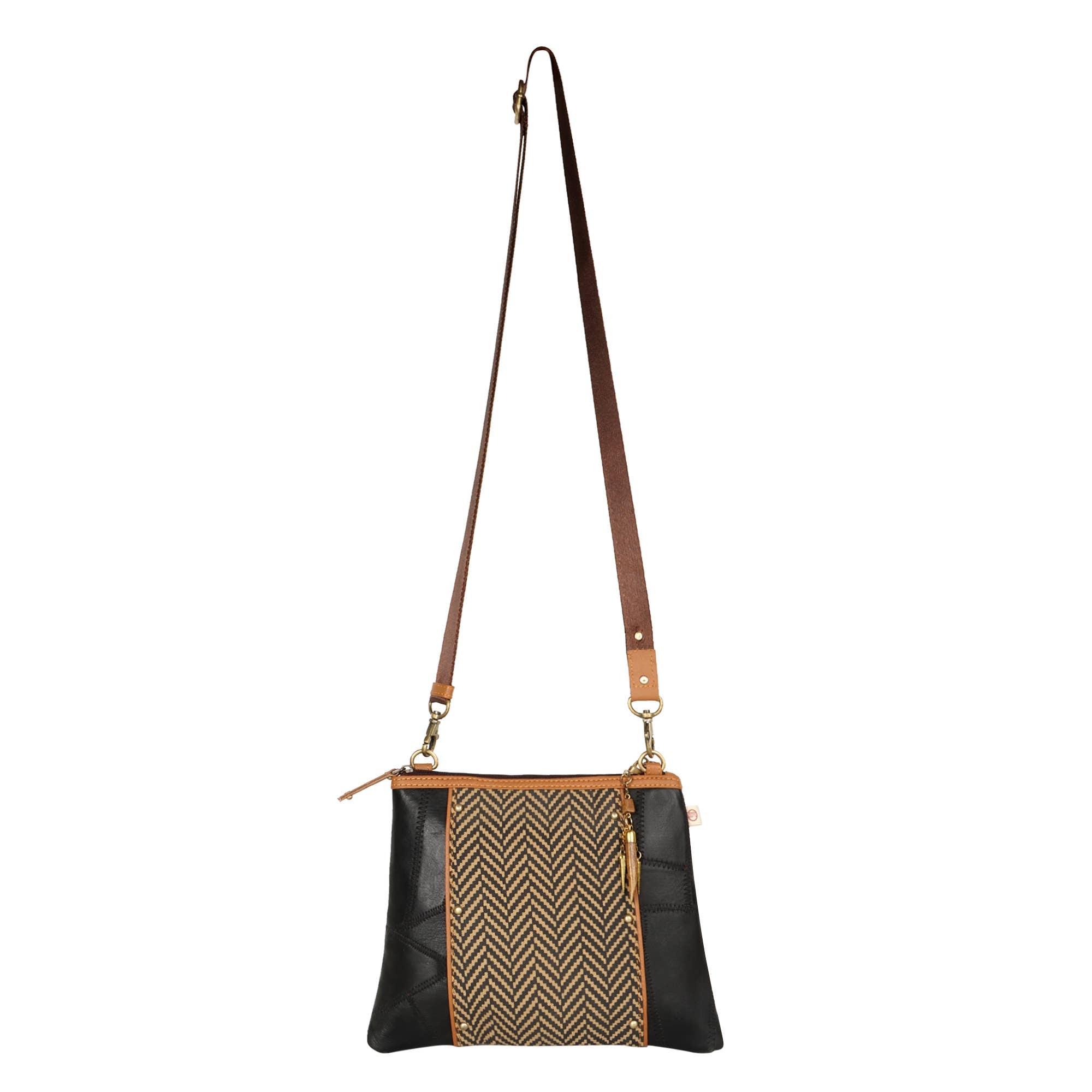 Vaan & Co. - Noa Angled Crossbody Bag - Upcycled Leather & Canvas