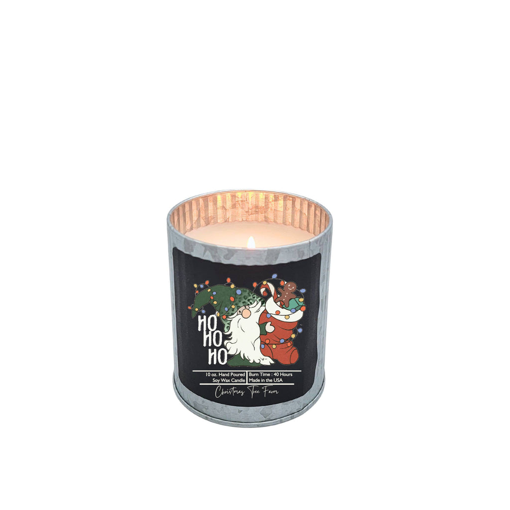 HoHoHo Christmas Gnome Candle - Rustic Tin Holiday Candles