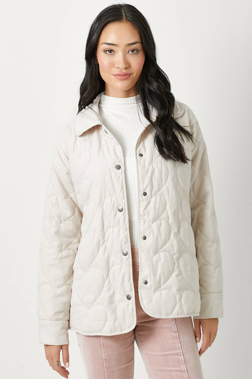 Quilted Heart Padded Jacket Almond Spring-Summer Mystree