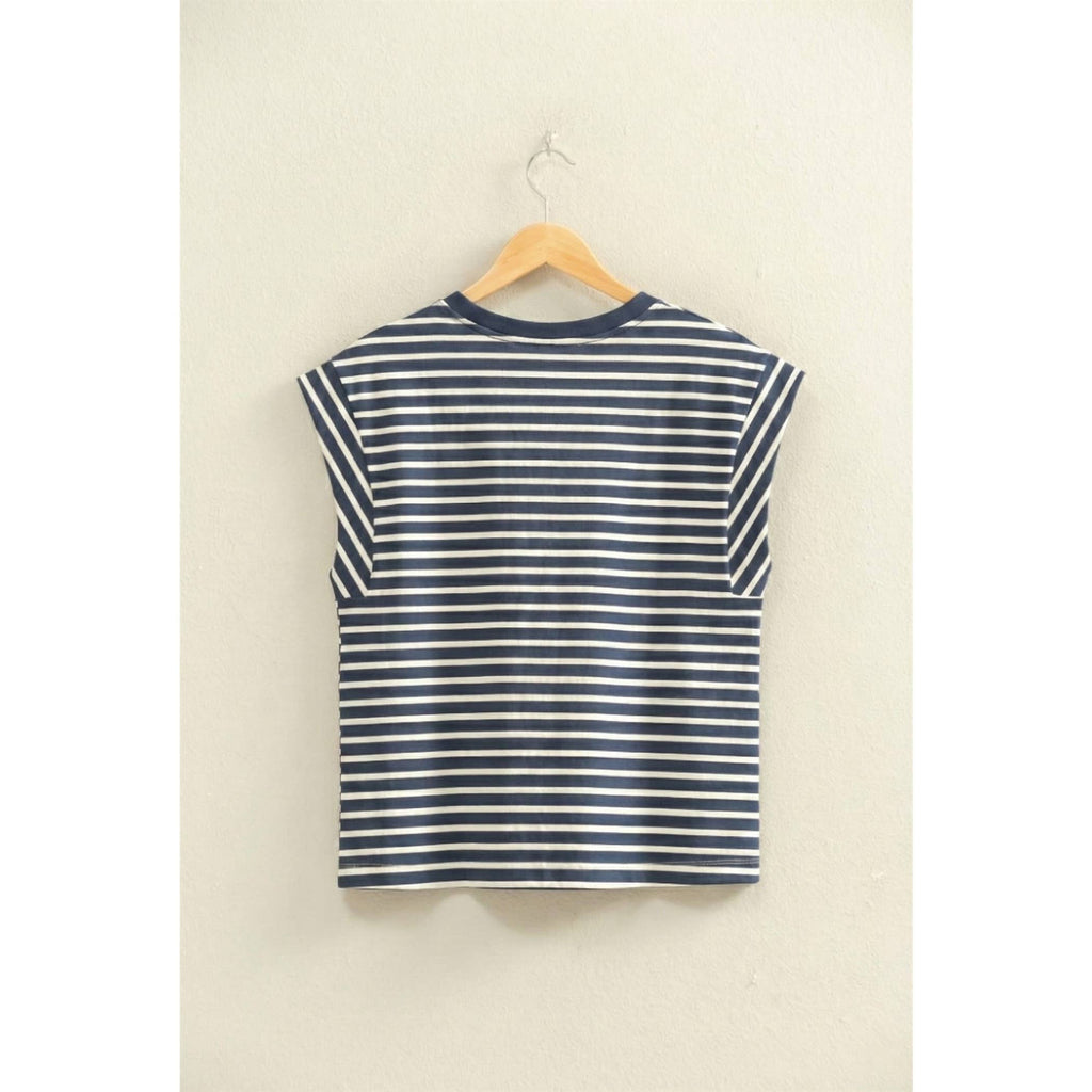 Double Zero - Striped Cap Sleeve Relaxed Everyday Tee