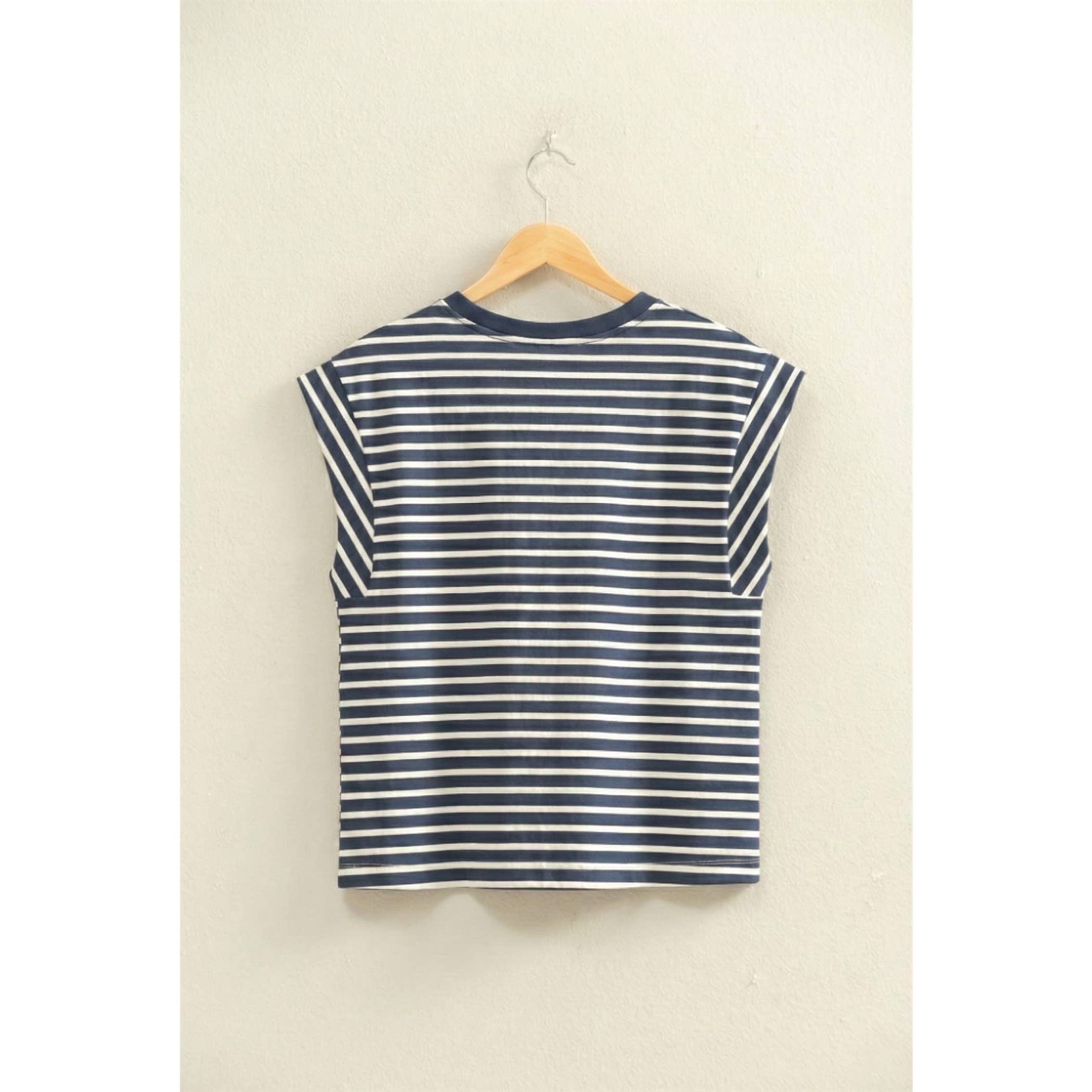 Double Zero - Striped Cap Sleeve Relaxed Everyday Tee