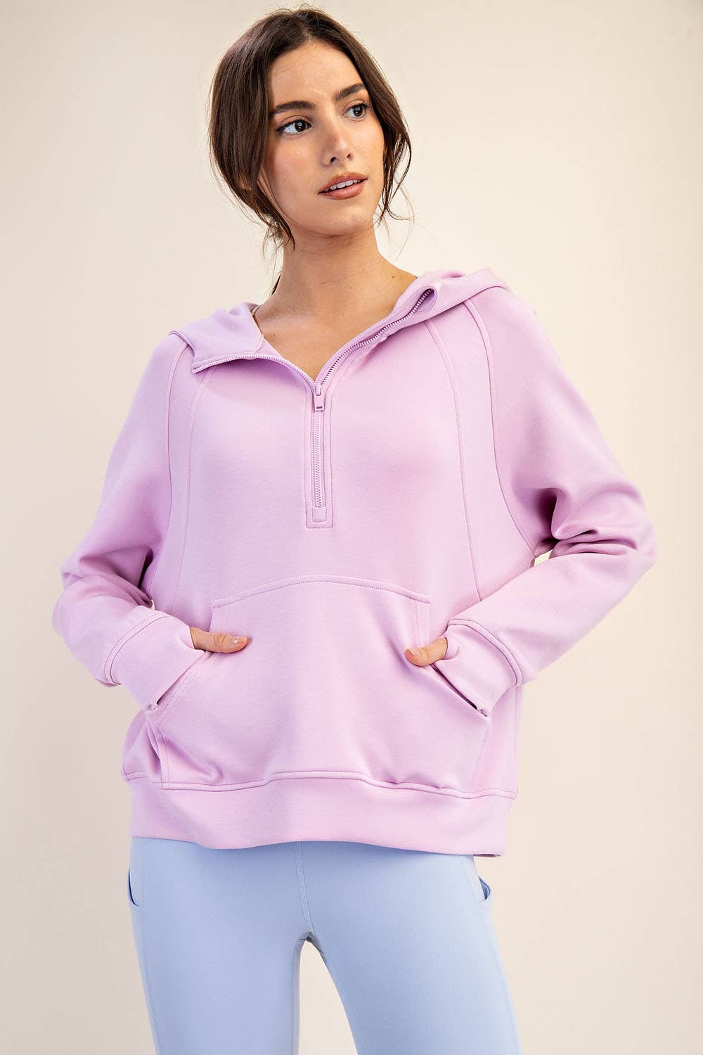 Modal Scuba Cropped Quarter Zip Hoodie