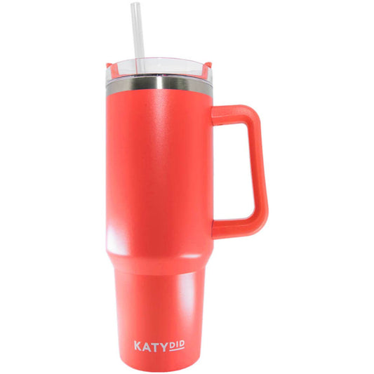 Hot Coral Tumbler Cup w/ Handle Core Katydid