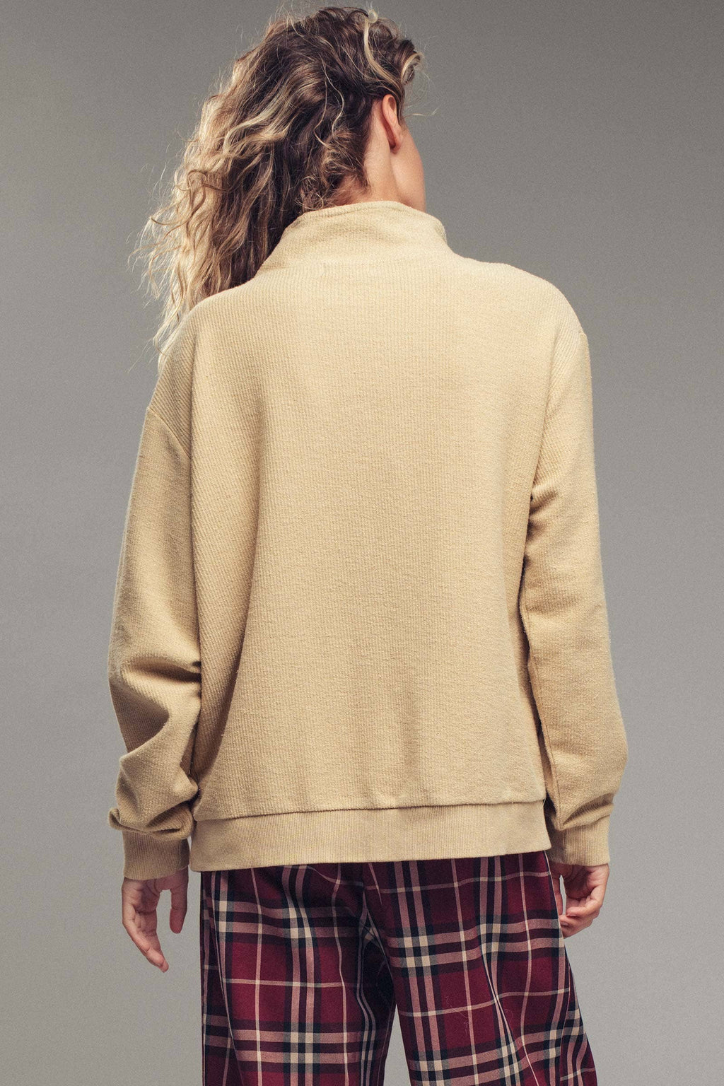 Vintage Washed Quarter Zip Ribbed Sweatshirt