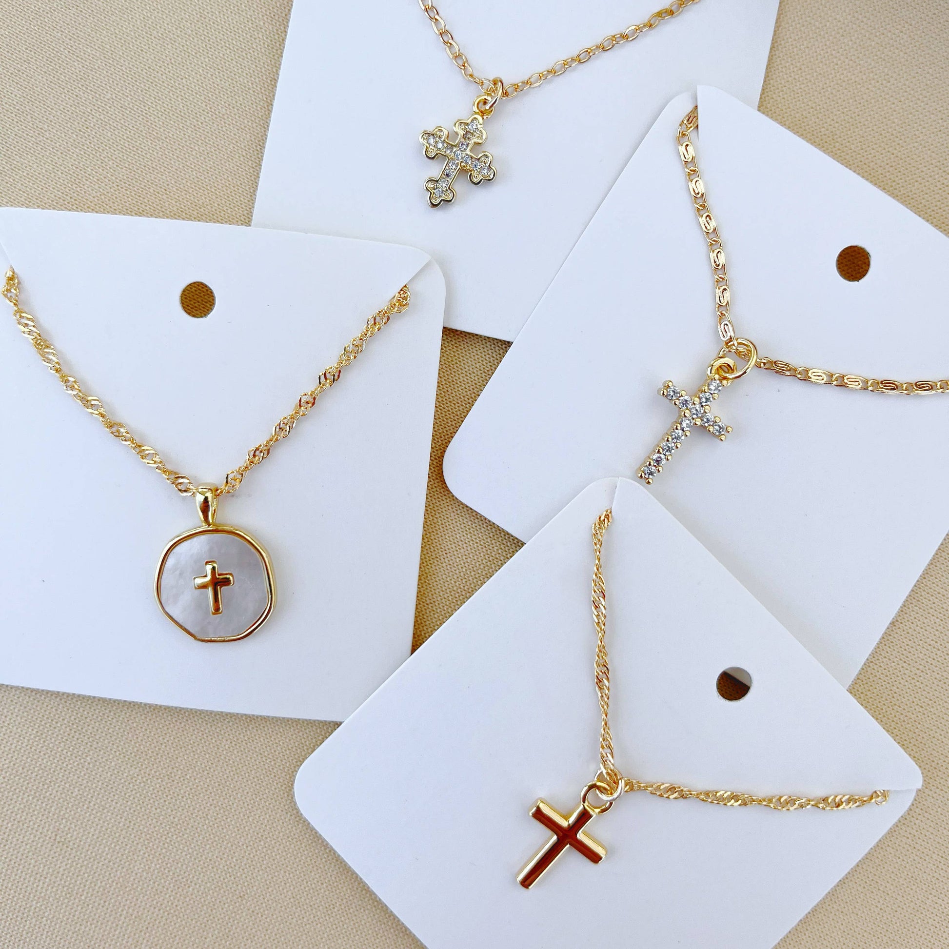 Religious Mother of Pearl Cross Gold Filled Necklace Core Lani Lane Boutique