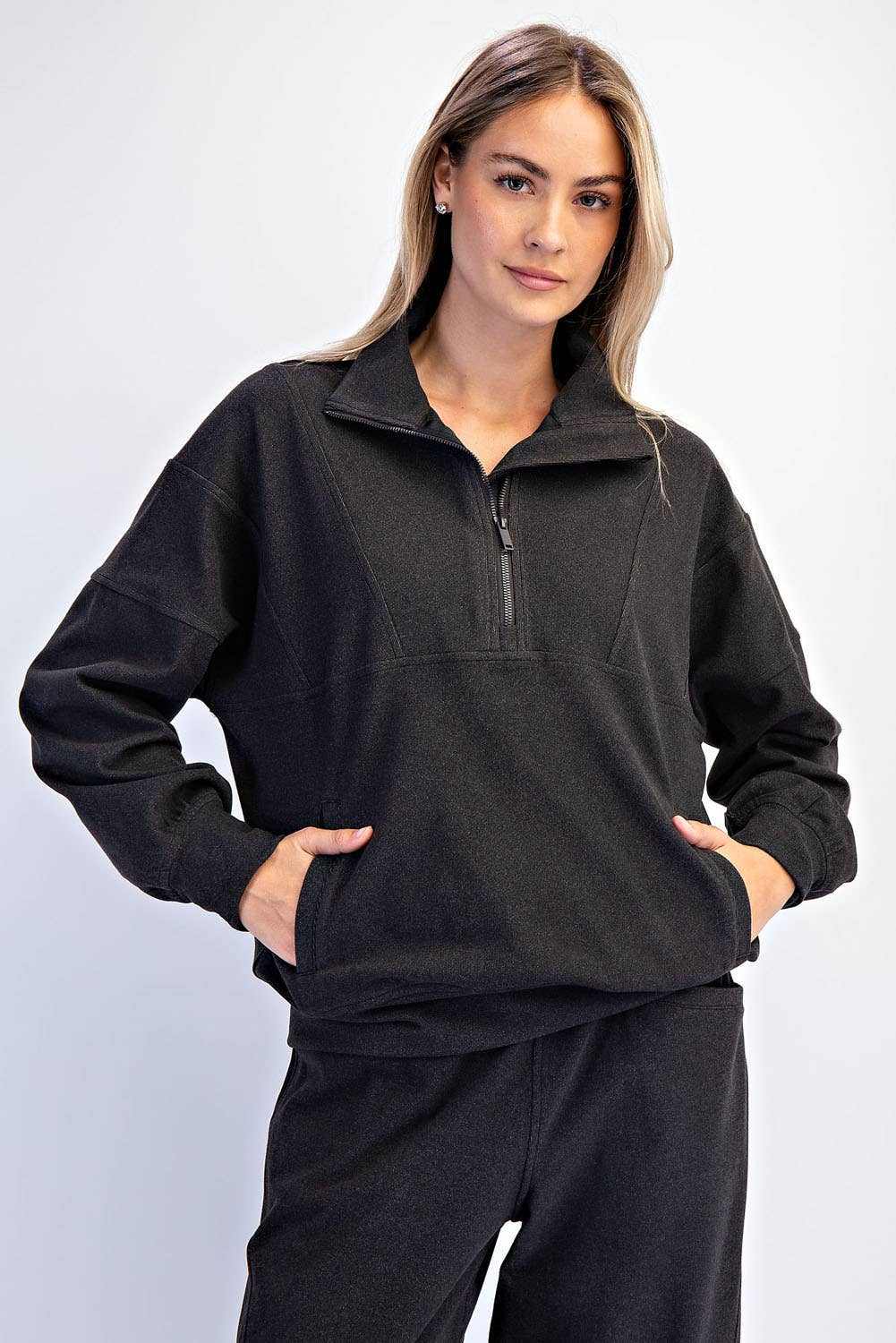Brushed Rib Quarter Zip Pullover