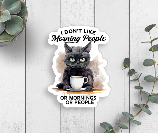 Morning People Cat Vinyl Sticker Core Expression Design Co