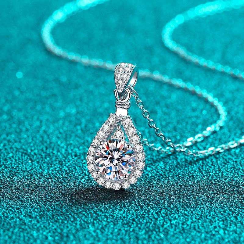 Teardrop Moissanite Pendant Necklace in 925 Sterling Silver Core Perimade & Co. LLC