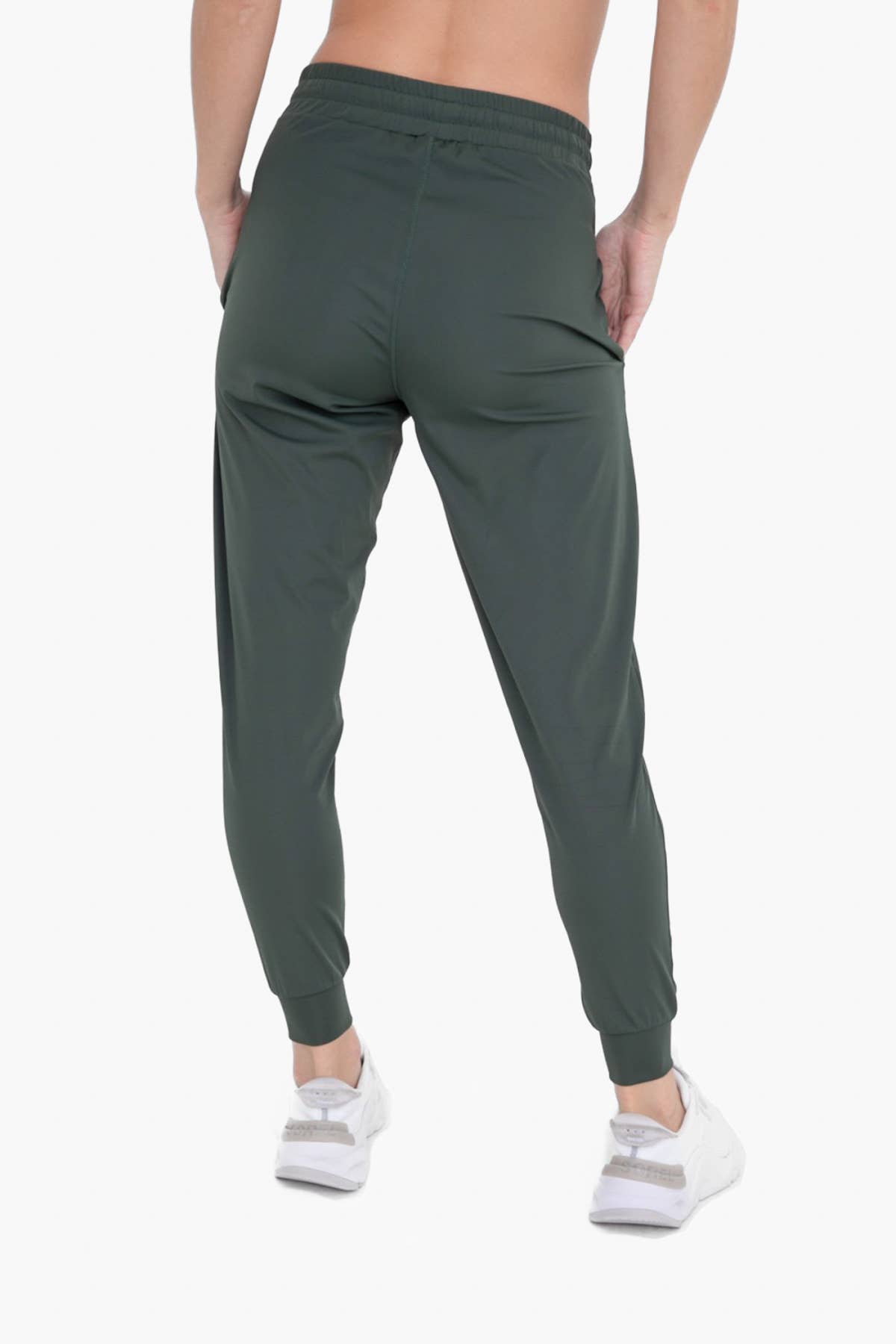 Solid Pleated Front Joggers: DEEP FOREST Core Mono B