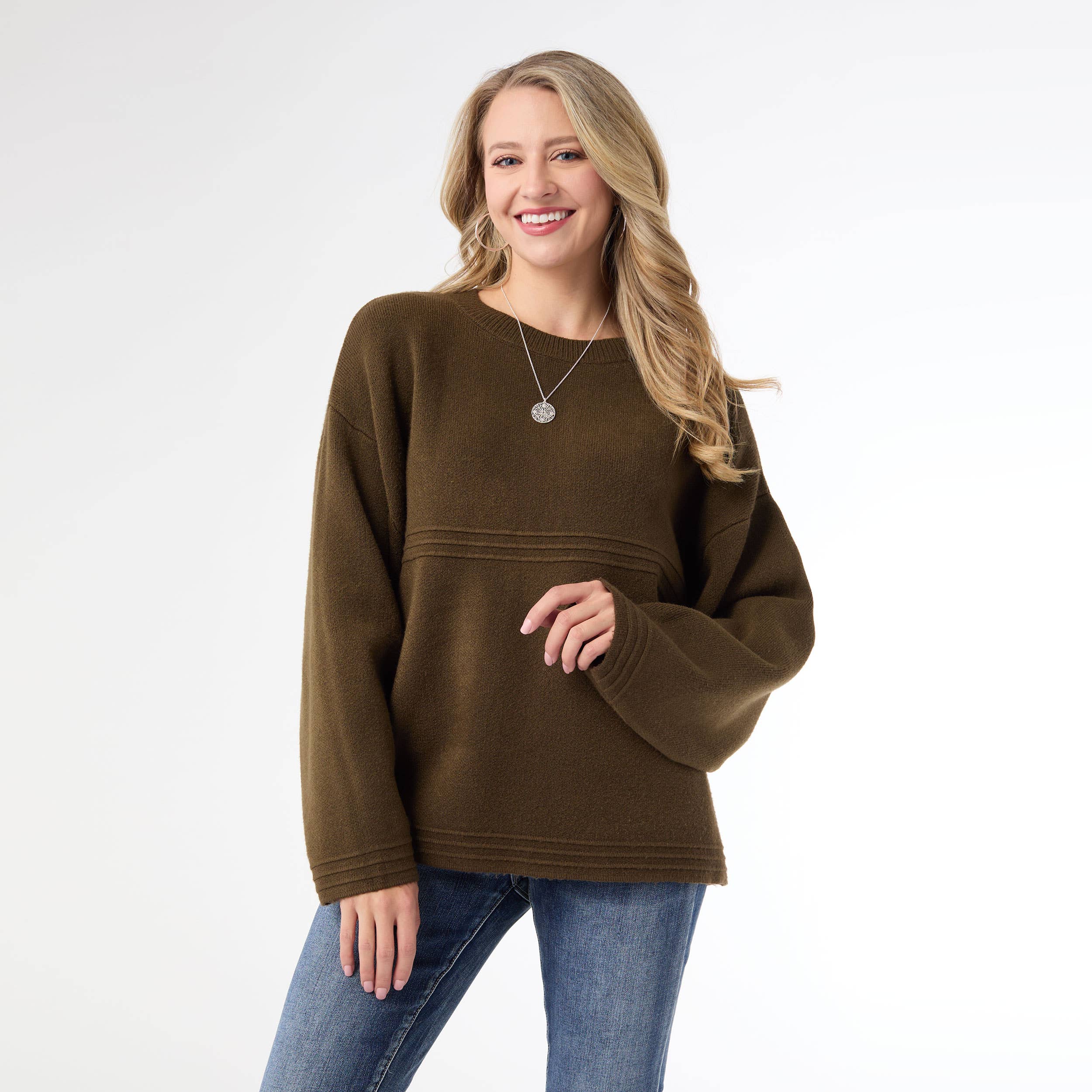 Delphina Long Sleeve Lattice Back Sweater