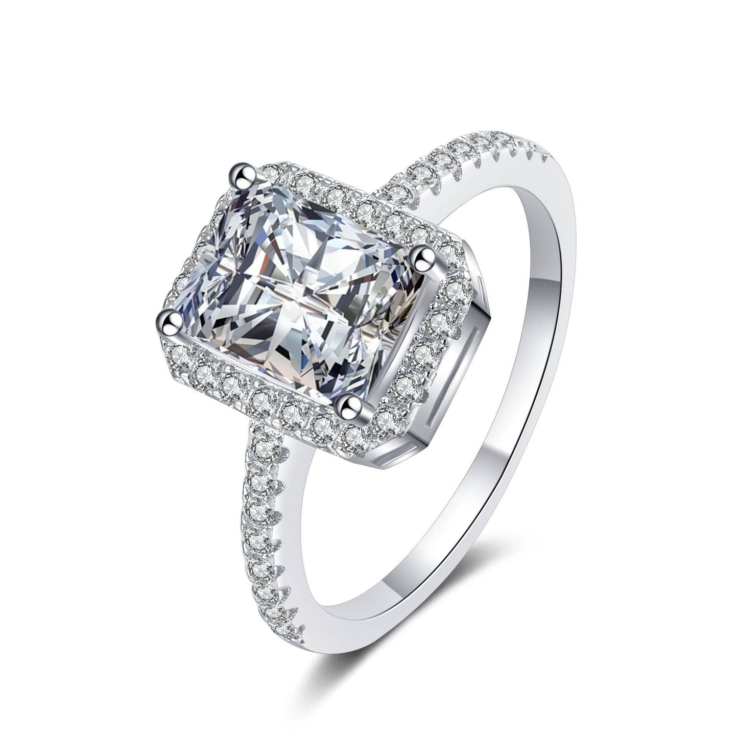 Four-Prong Sugar Cube Moissanite Ring in 925 Sterling Silver: B / 2.0 ct Core Perimade & Co. LLC