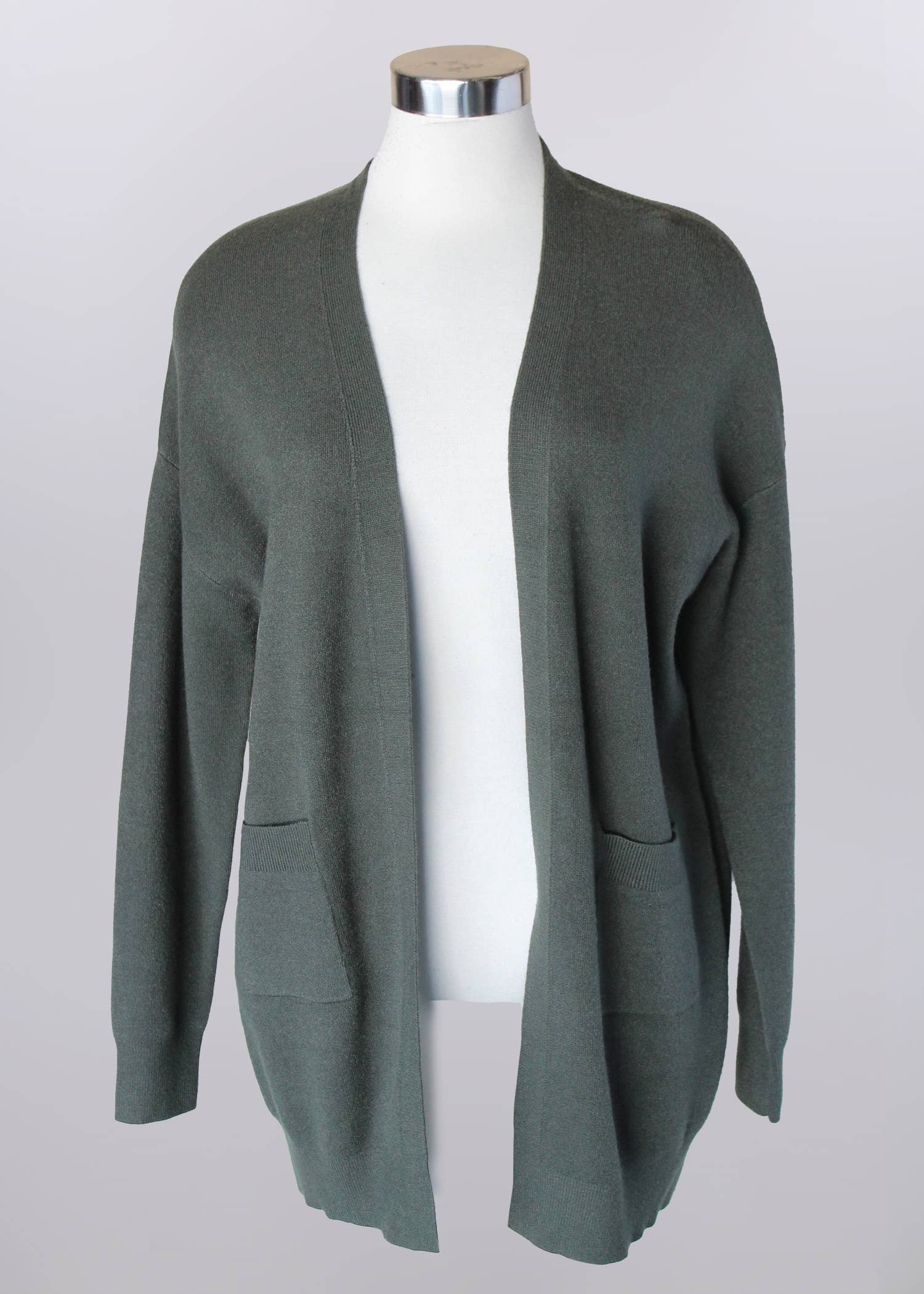 Olive Cardigan | Open Front Knit Cardigan with Pockets