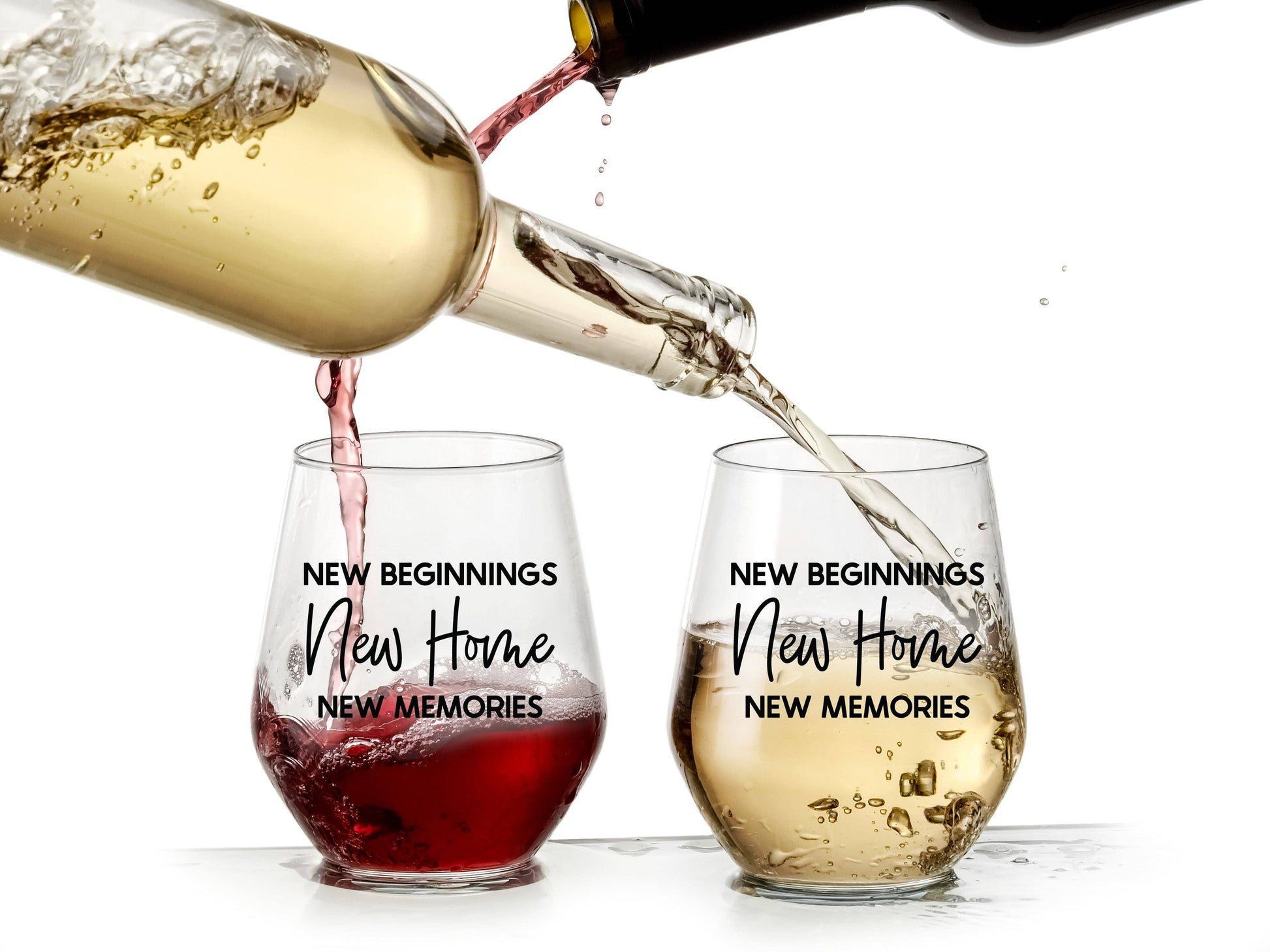 New Beginnings New Home New Memories - Wine Glass Core Cedar Crate Market