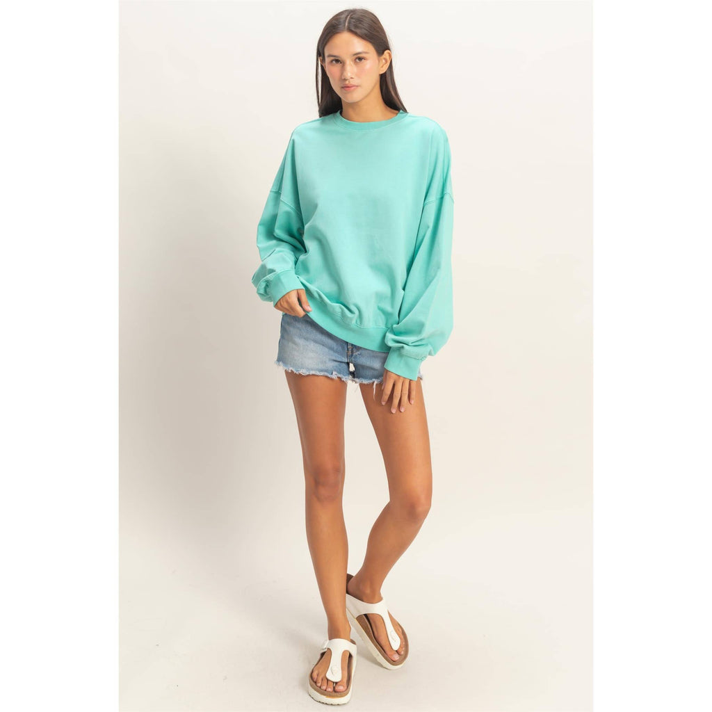 Ribbed Crew Neck Sweatshirt