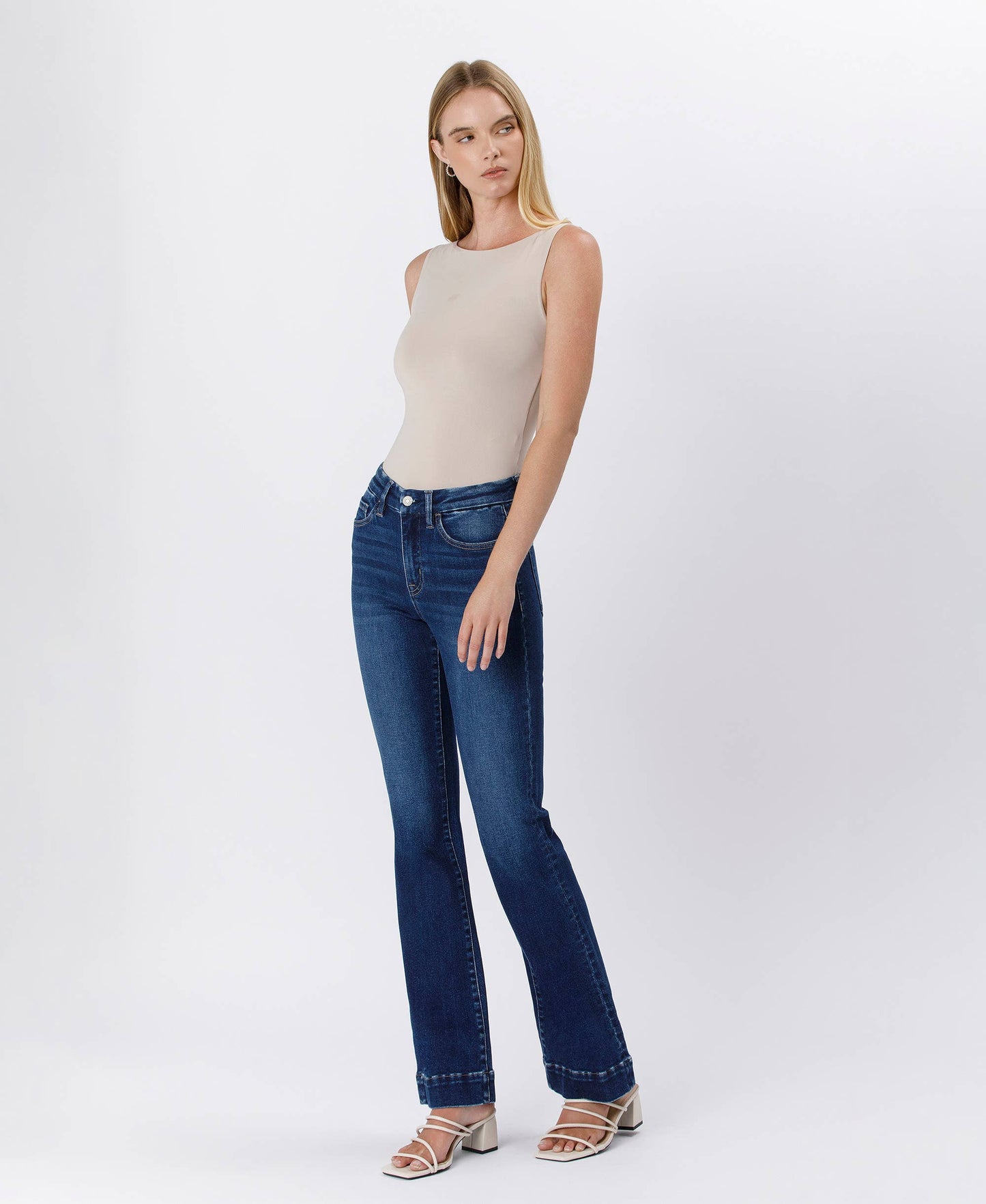 FLYING MONKEY - HIGH RISE TROUSER HEM BOOTCUT JEANS F5865 FLYING MONKEY