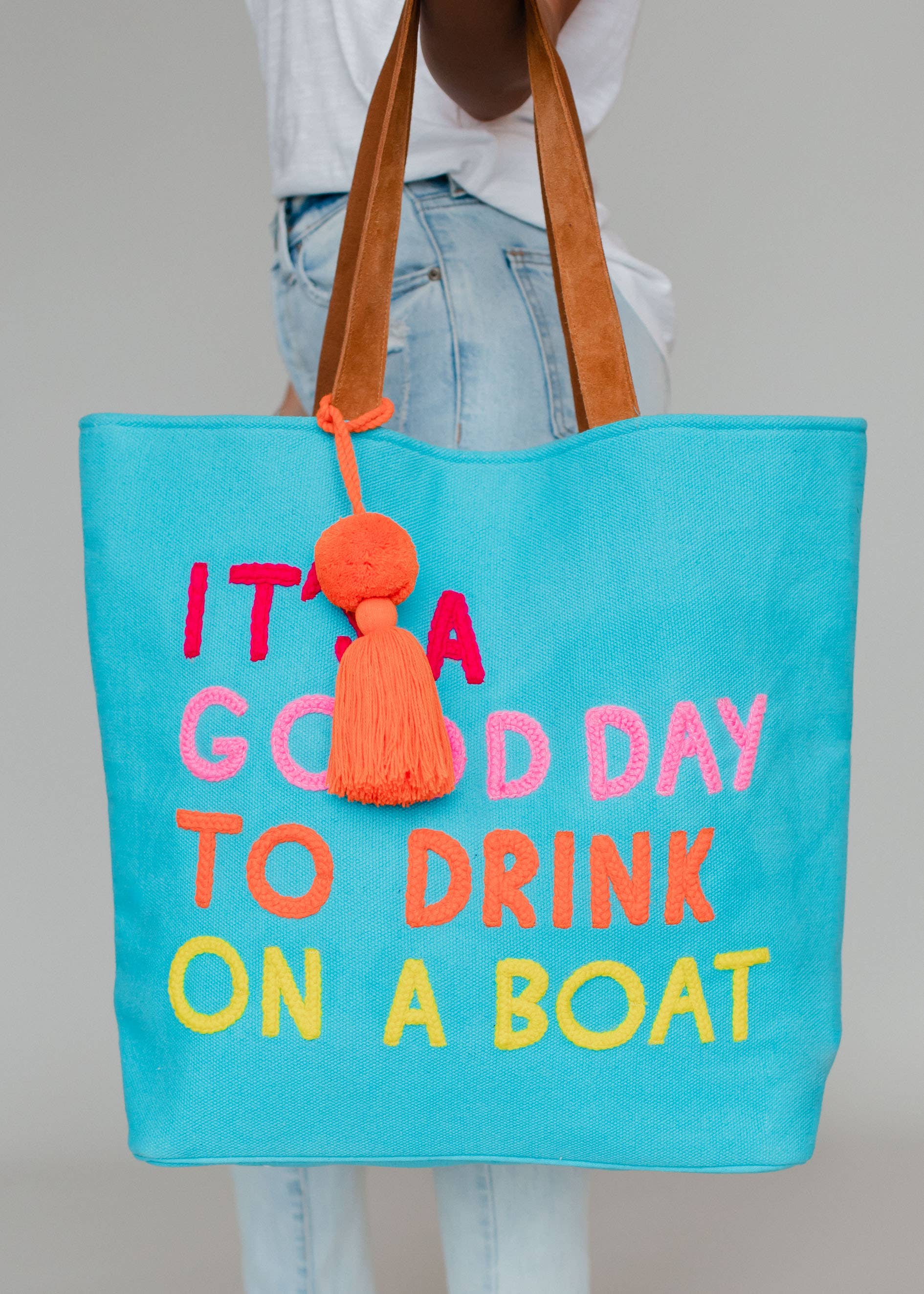 Blue Drink On A Boat Tote Spring-Summer Panache Apparel Co.