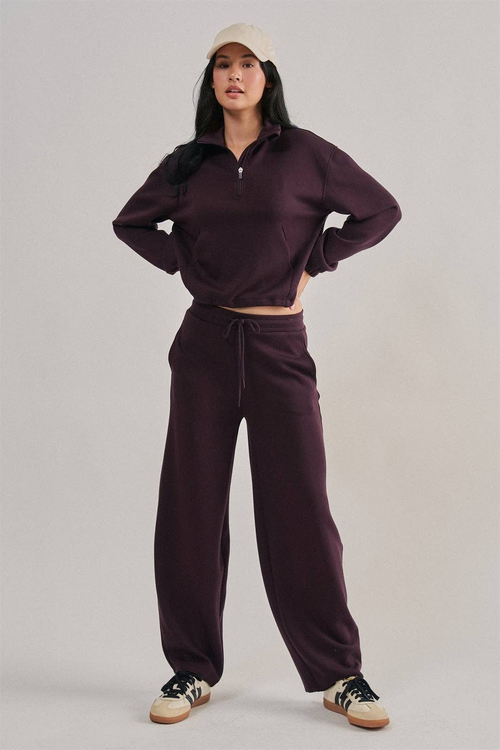 Scuba Knit Half Zip Pullover with Stand Collar