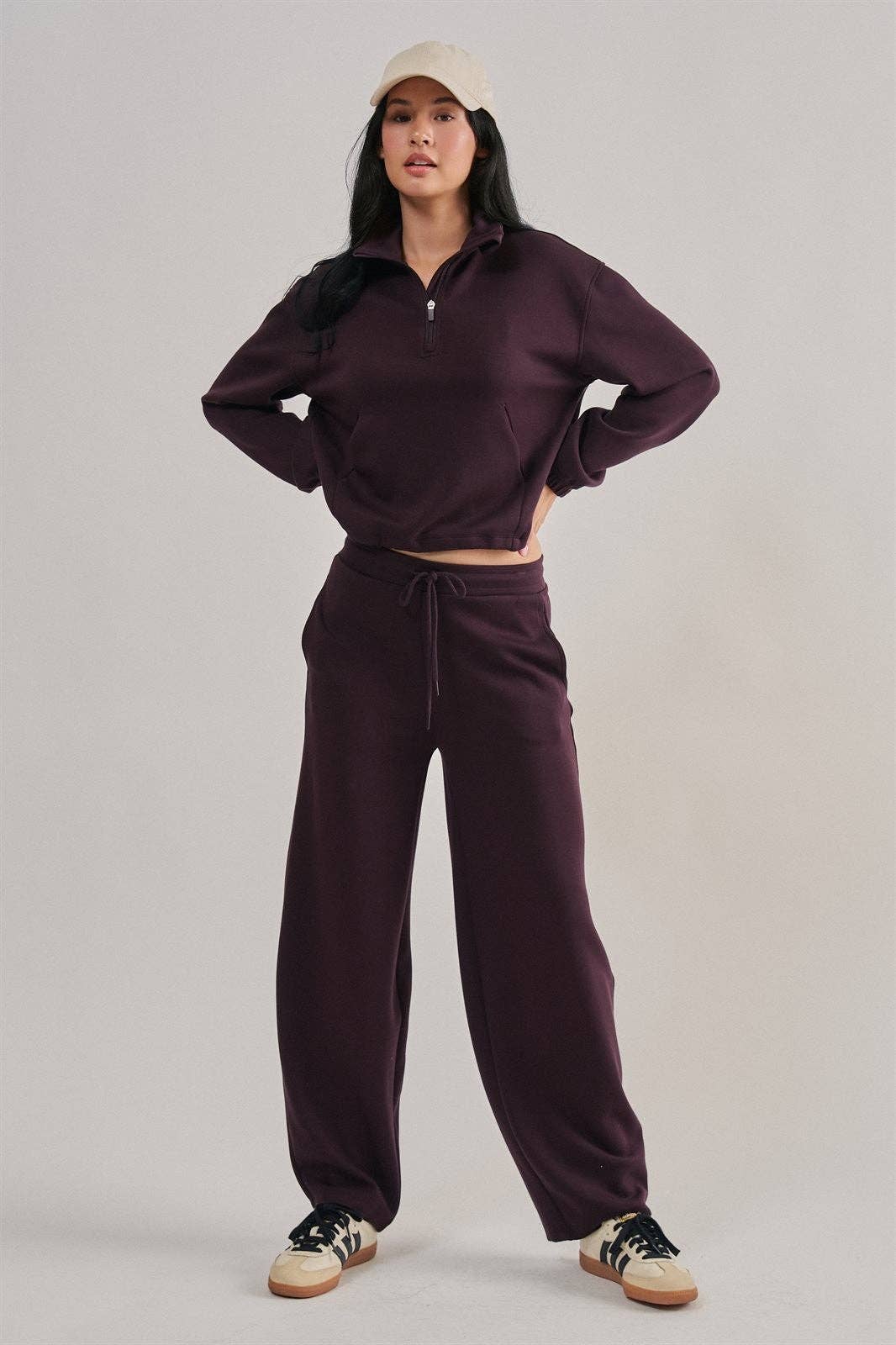 Scuba Knit Half Zip Pullover with Stand Collar