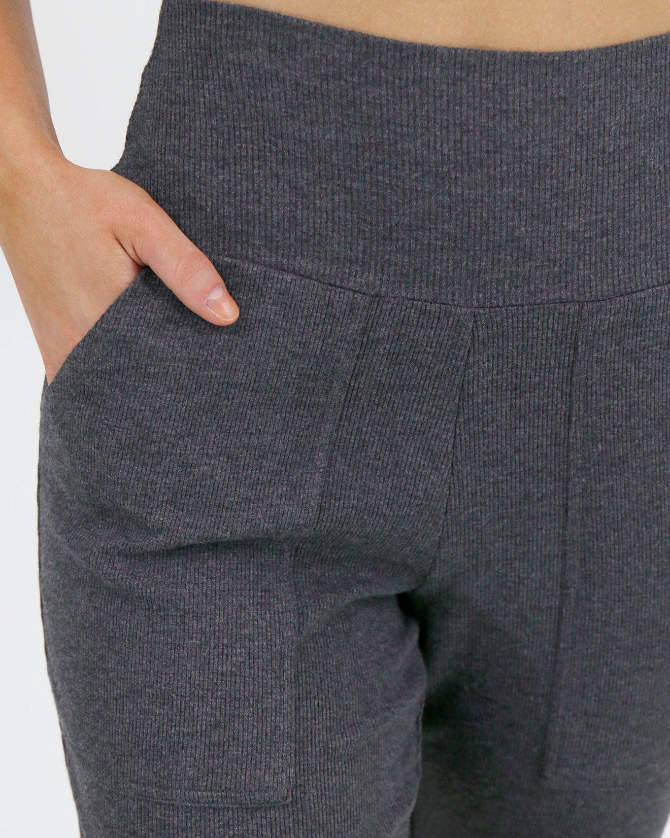 Essential Ribbed Jogger Pants In Charcoal Core Grace and Lace