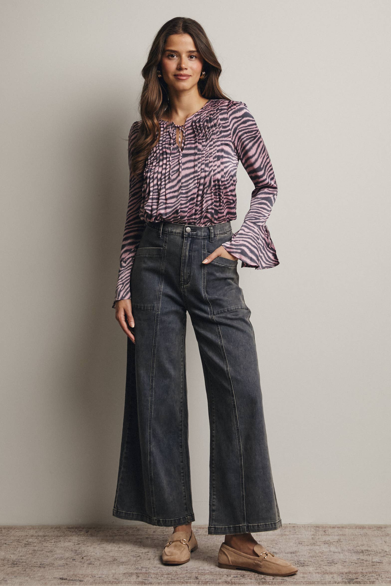 Wide-Leg Stretch Denim Jeans