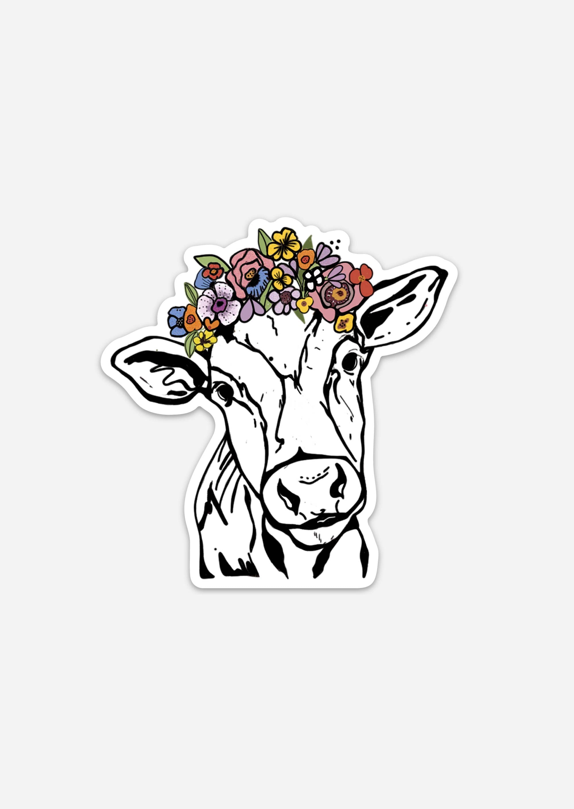 Floral Crown Cow Sticker