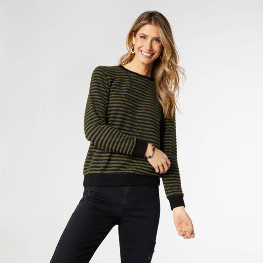 Green & Black Lanthe Crew Neck Sweater Top Fall-Winter COCO + CARMEN