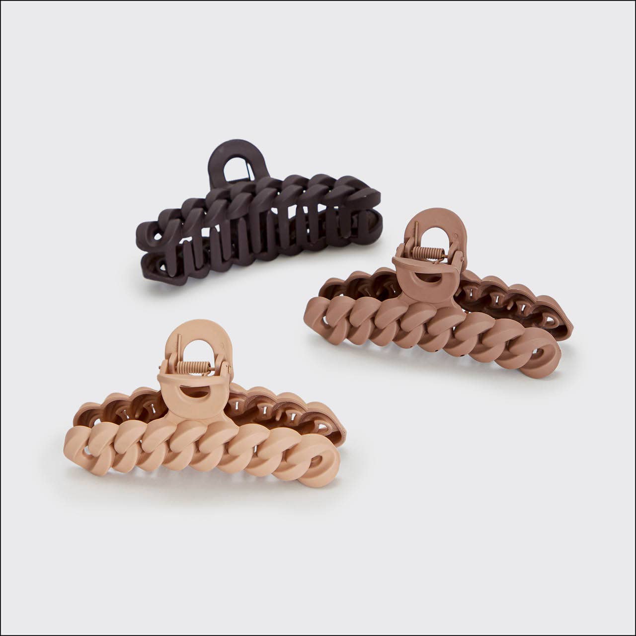 Eco-friendly Chain Claw Clip 3pc Set - Neutral Core KITSCH