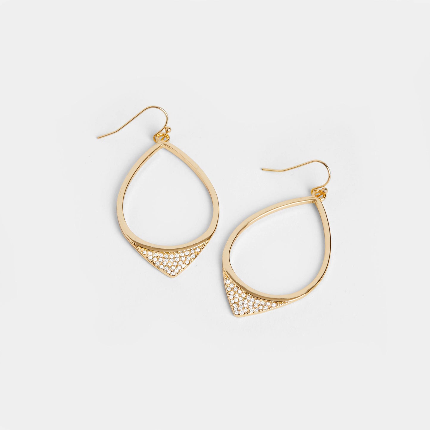 Embellished Teardrop Dangles Earrings - Gold Whispers