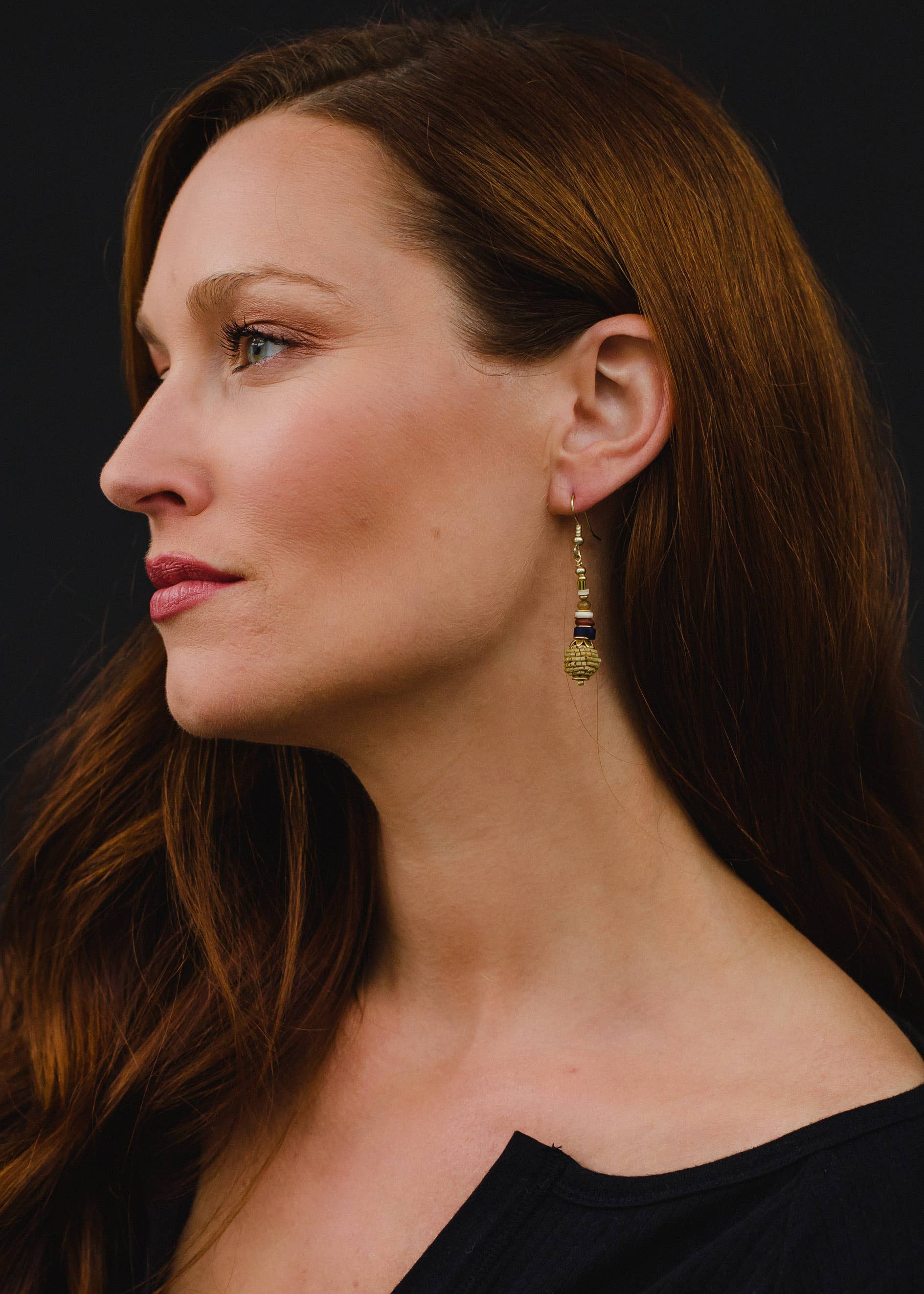 Tan & Multicolored Beaded Earrings Panache Apparel Co.