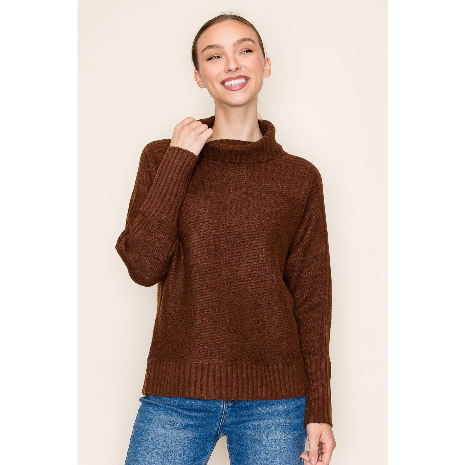 STACCATO - RIBBED TURTLE NECK LONG SLEEVE PULLOVER SWEATER  STACCATO