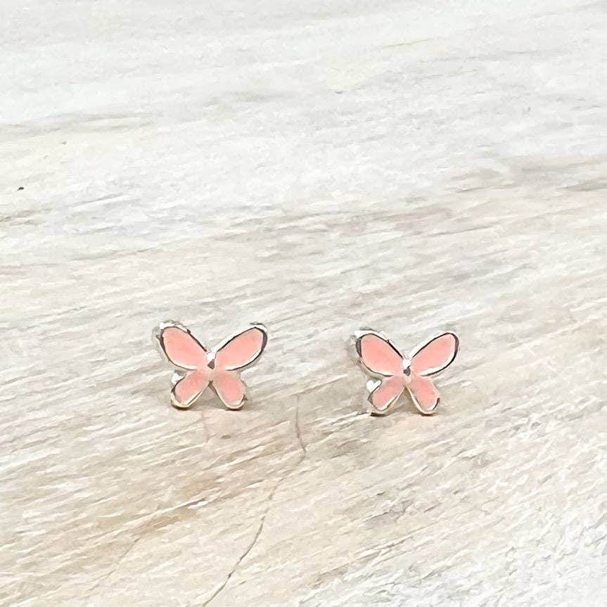 Girls Butterfly Sterling Earrings Spring-Summer Pecan Creek Designs