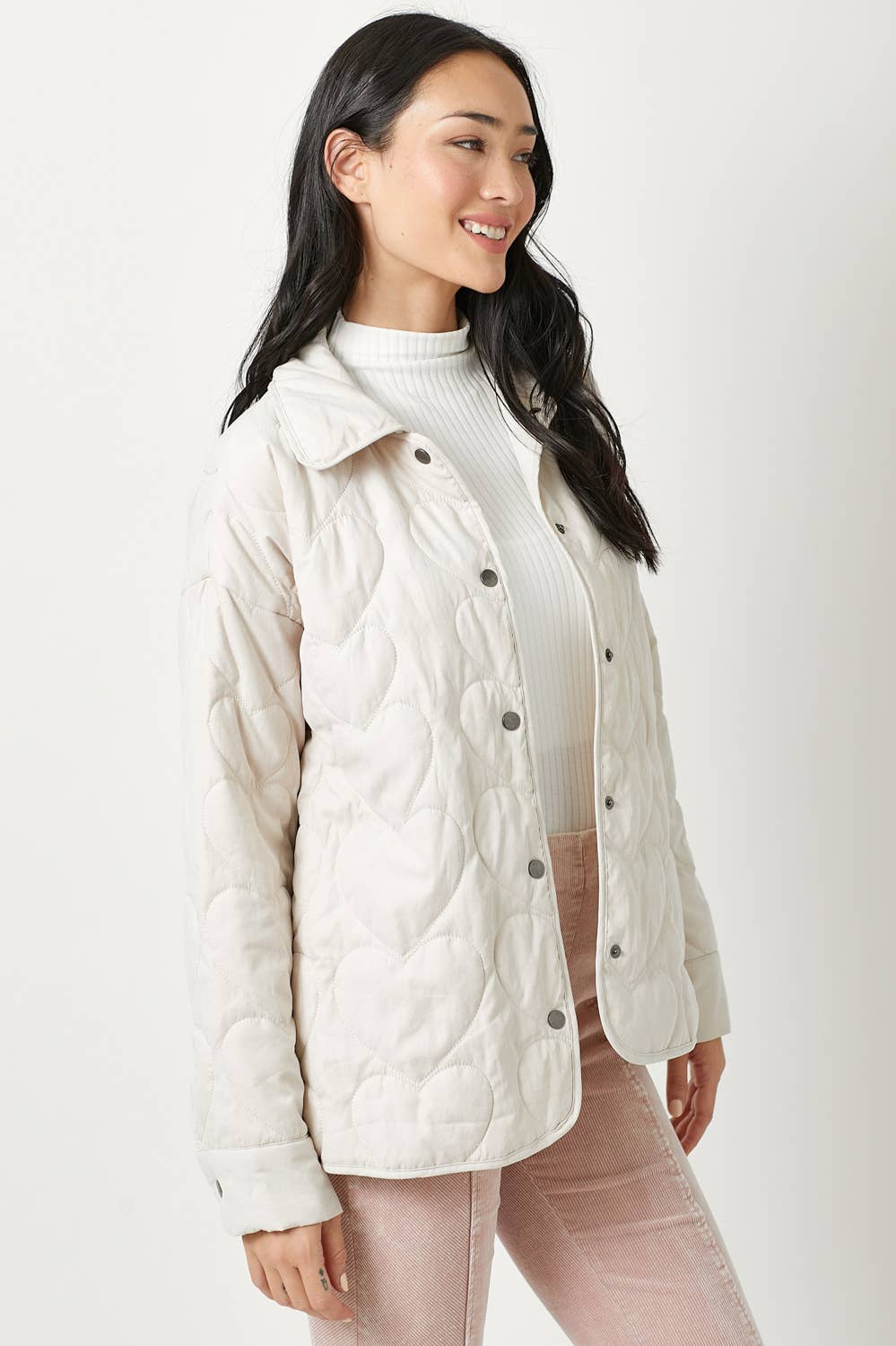 Quilted Heart Padded Jacket Almond Spring-Summer Mystree