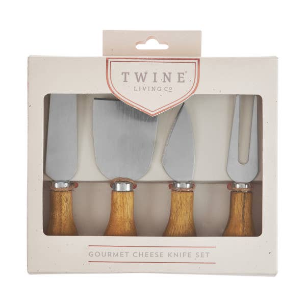 Acacia & Stainless Steel Gourmet Cheese Knives - Set of 4 Twine