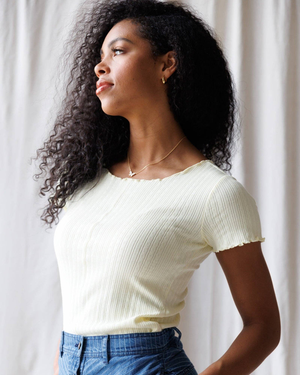 Downeast - Simplicity Cream Short Sleeve Ribbed Tee