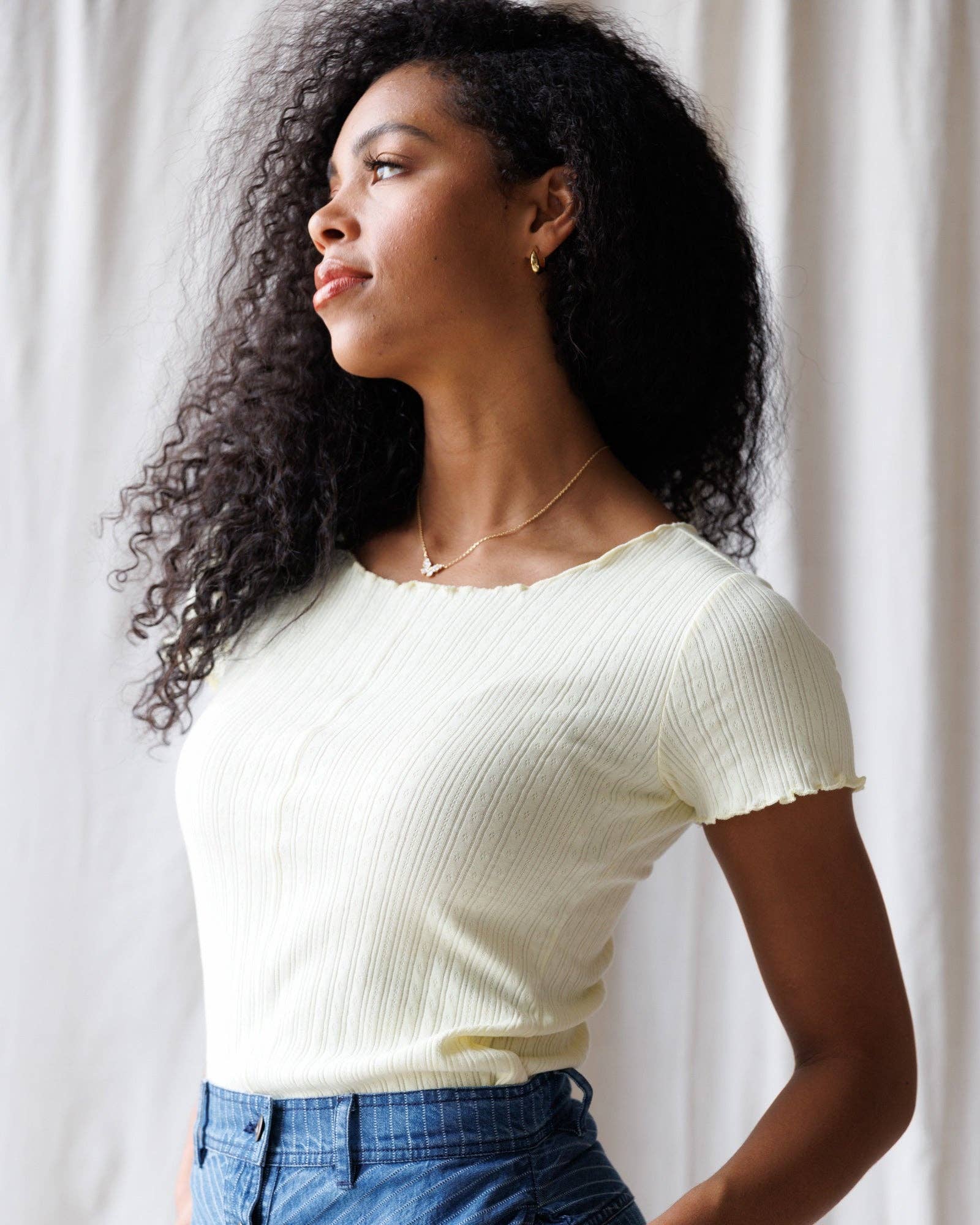 Downeast - Simplicity Cream Short Sleeve Ribbed Tee