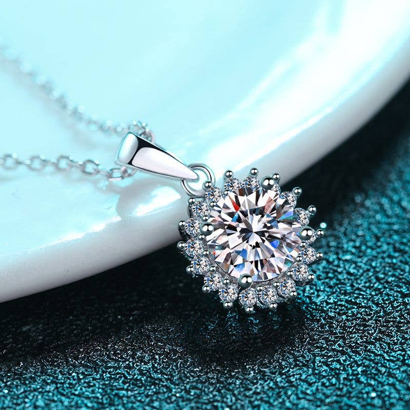 Moissanite Snowflake Pendant Necklace in 925 Sterling Silver Core Perimade & Co. LLC