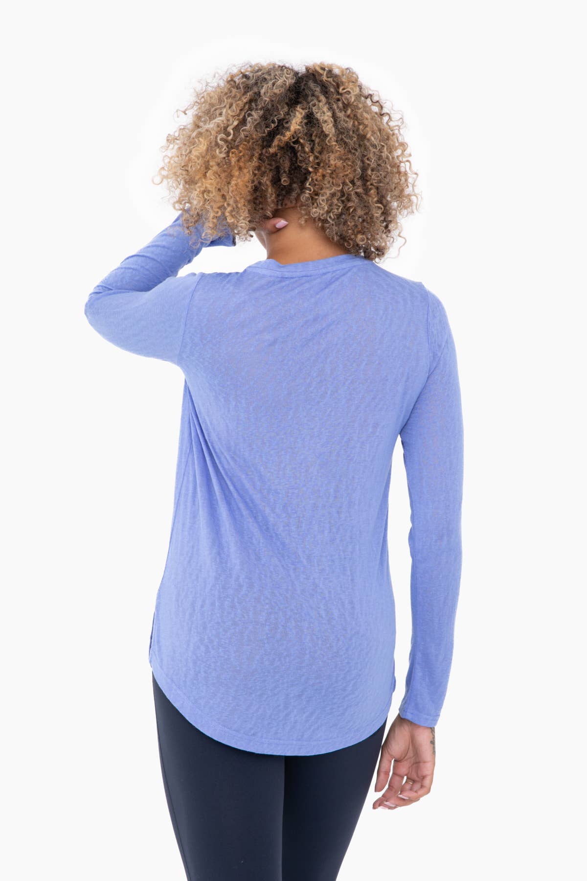 Modal-Blend Crew Neck Long Sleeve Tee: BLUE 24 Spring-Summer Mono B