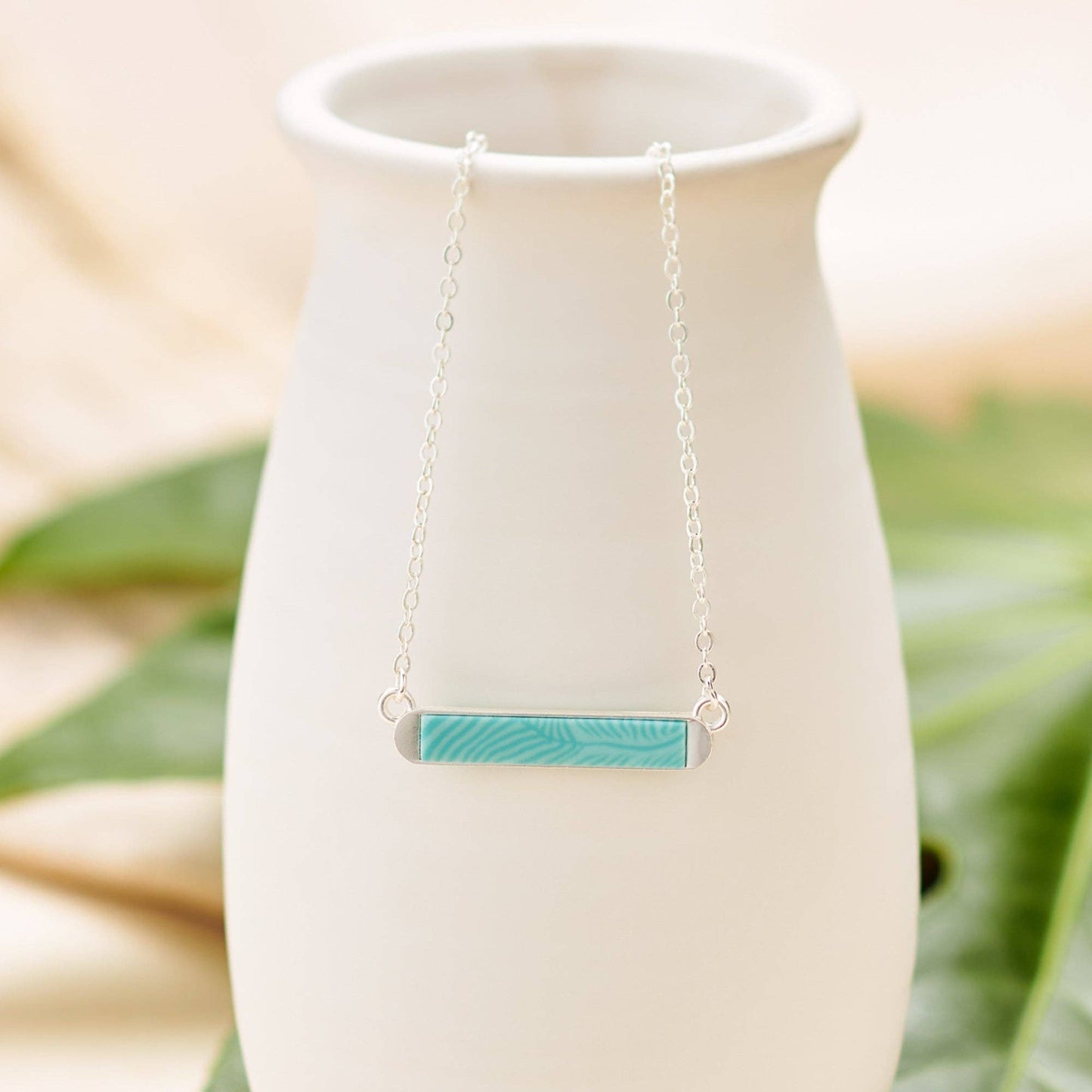 Maui Blue Reversible Mini Bar Necklace Spring-Summer JILZARAH