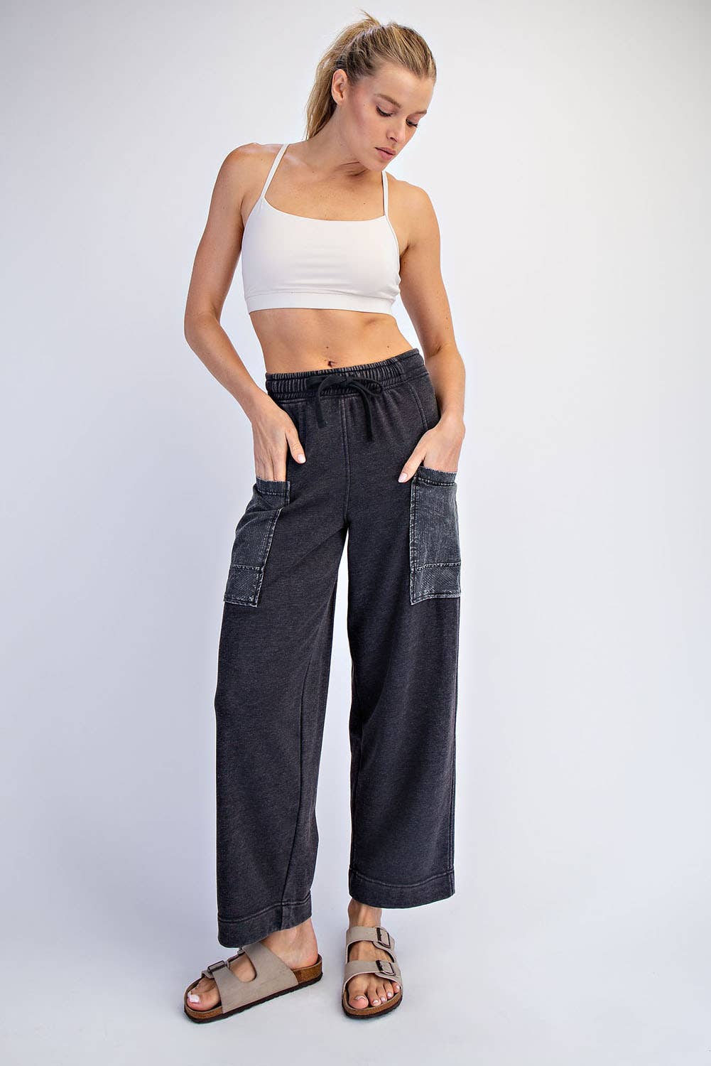 Mineral Wash French Terry Cropped Pants