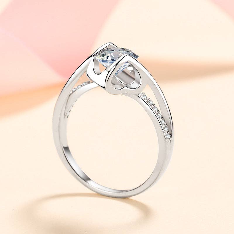 Moissanite Pave Engagement Ring in 925 Sterling Silver: 1.0 ct Core Perimade & Co. LLC