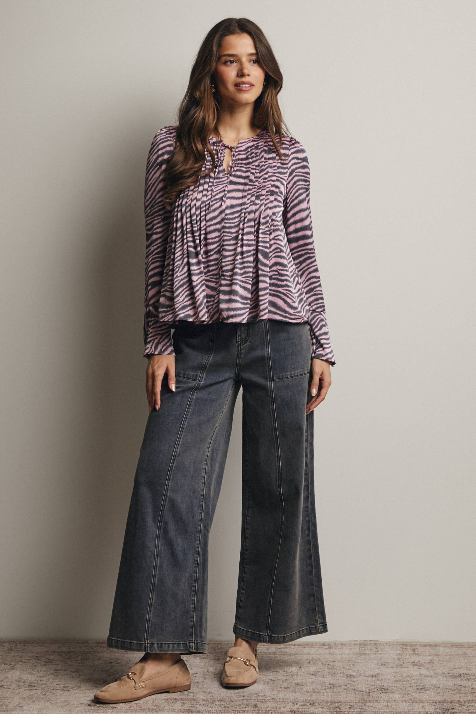 Wide-Leg Stretch Denim Jeans