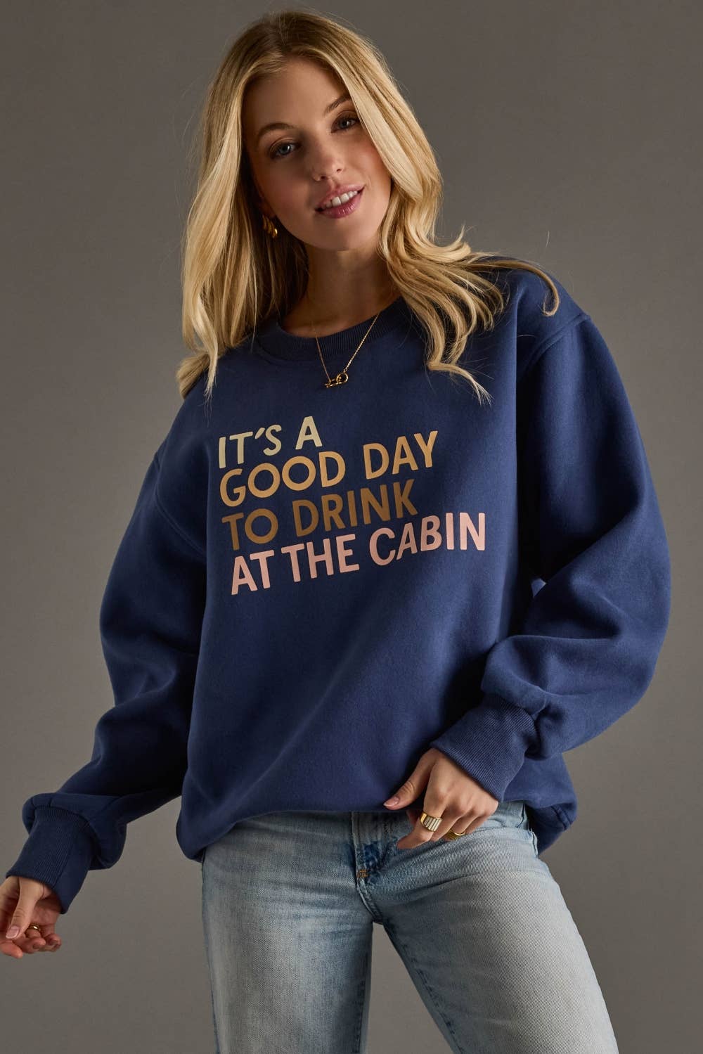 Dark Blue Drink At The Cabin Sweatshirt