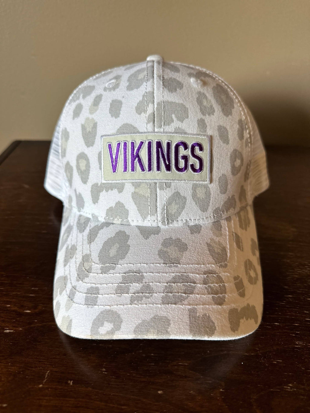 Small Town Clothing Company - Vikings White Leopard Ponytail Hat