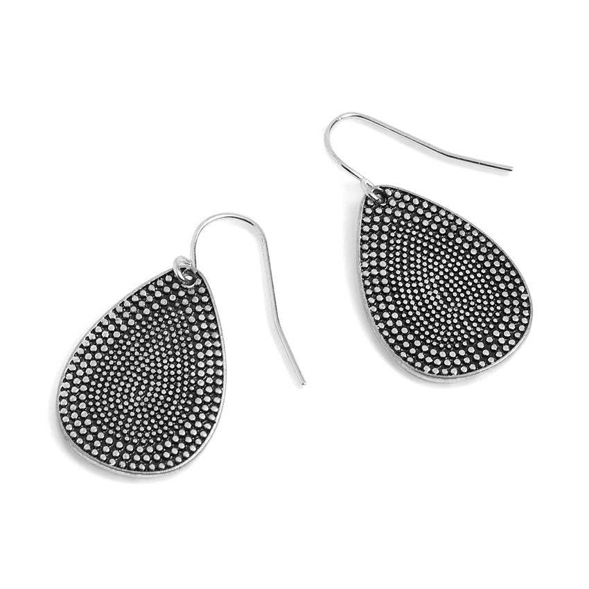 Silver Studded Open Teardrop Dangle Earrings Whispers