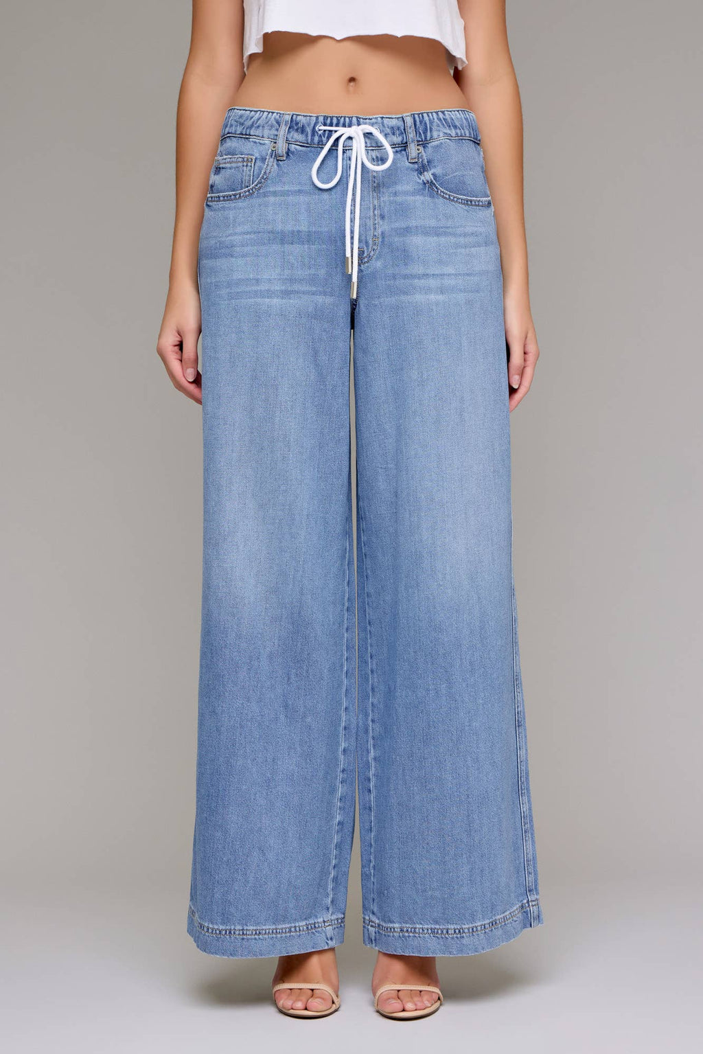 Light Wash Super Soft Elastic Waistband 32" Inseam Wide leg