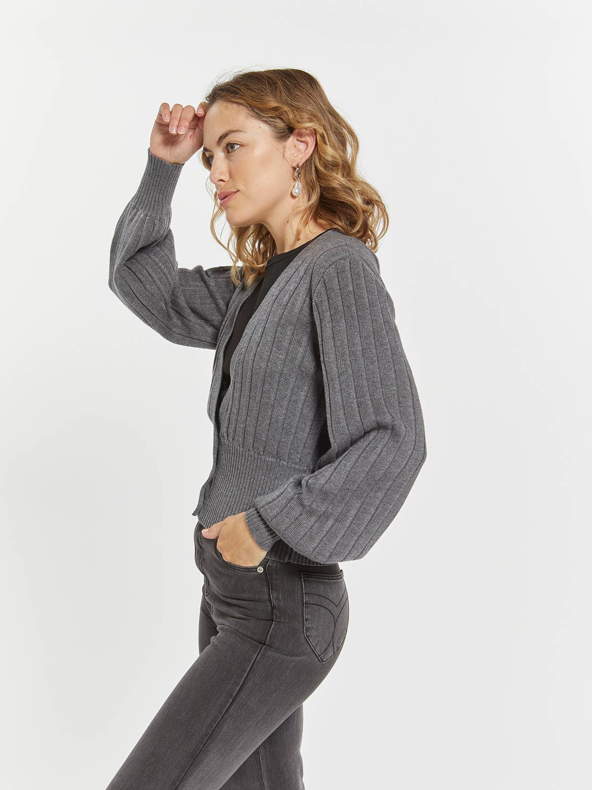 Heather Grey Ribbed Knit Sweater - Mae Sweater Fall-Winter Weekend Los Angeles