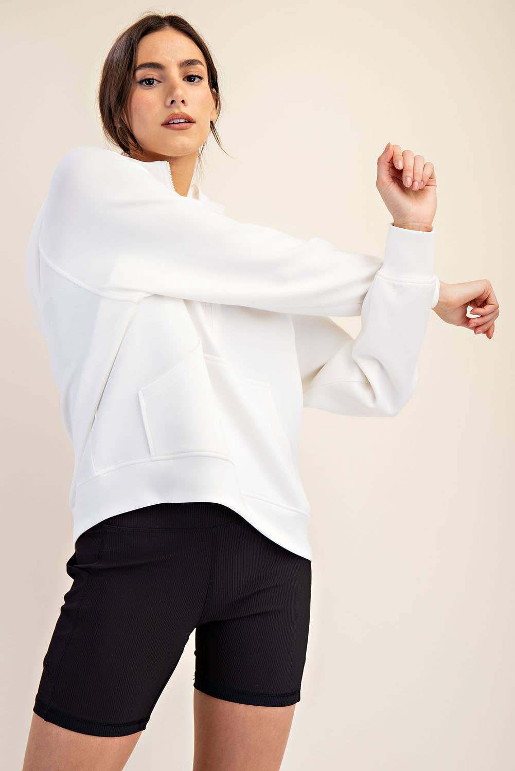 Modal Scuba Cropped Quarter Zip Hoodie