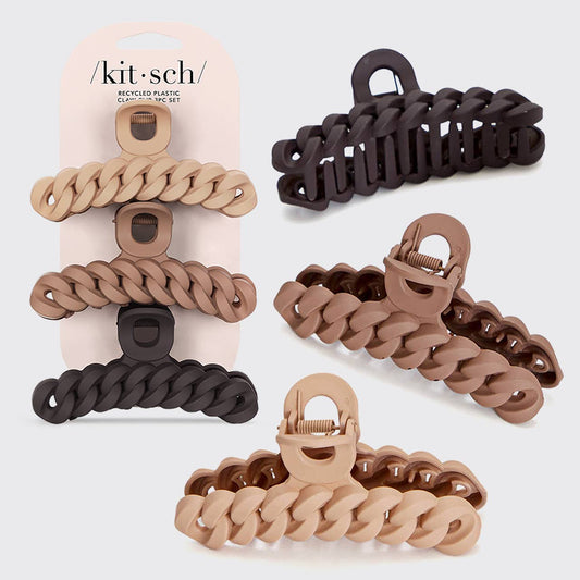 Eco-friendly Chain Claw Clip 3pc Set - Neutral Core KITSCH