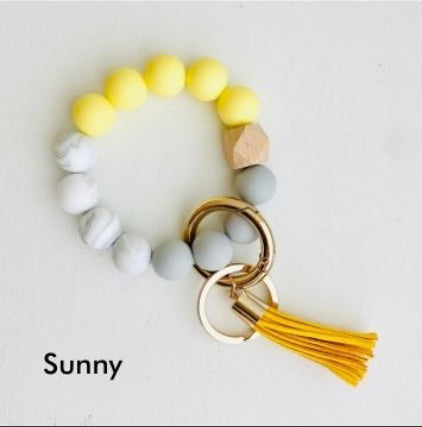 Sunny Bangle Keychain | Cute Silicone Beaded Wristlet Keyring  Tiny Gift Society